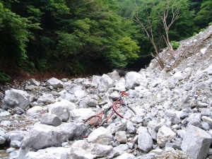 白瀬峠・石灰岩の崩れ込み